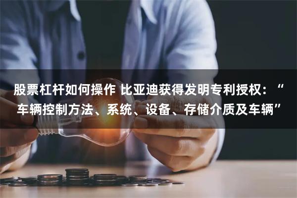 股票杠杆如何操作 比亚迪获得发明专利授权：“车辆控制方法、系统、设备、存储介质及车辆”